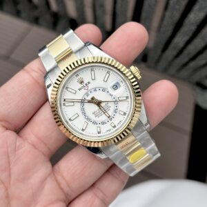 Alternative view of Rolex Sky-Dweller SS/YG Plated White Dial 42mm Oyster NBF Replica