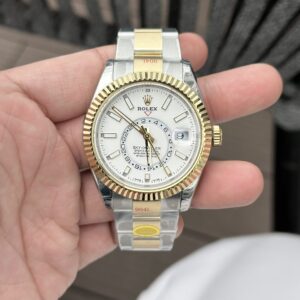 Rolex Sky-Dweller SS/YG Plated White Dial 42mm Oyster NBF Replica