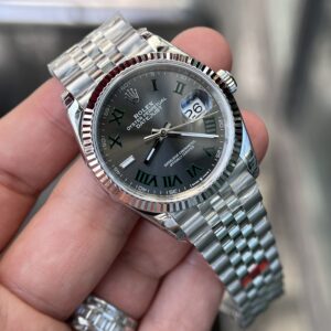 Alternative view of Rolex Datejust 126234 904L Steel Wimbledon Grey Dial 36mm Jub Super Clone