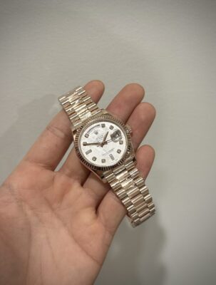 Alternative view of Rolex Day-Date 128235 904L Steel Meteorite Dial CZ Diamonds 36mm Super Clone