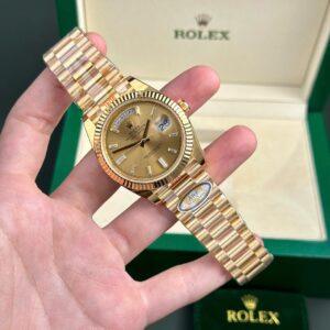 Alternative view of Rolex Day-Date 228238 YG Plated Champagne Dial CZ Diamonds 40mm Super Clone