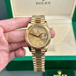Rolex Day-Date 228238 YG Plated Champagne Dial CZ Diamonds 40mm Super Clone
