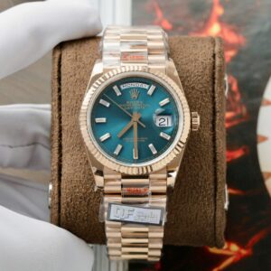 Rolex Day-Date 128235 RG Plated Blue Dial CZ Diamonds 36mm Super Clone