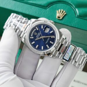 Alternative view of Rolex Day-Date 128236 904L Steel Blue Dial CZ Diamonds 36mm Super Clone