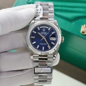 Rolex Day-Date 128236 904L Steel Blue Dial CZ Diamonds 36mm Super Clone