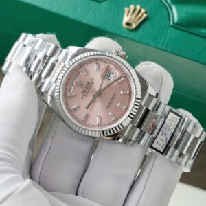 Alternative view of Rolex Day-Date 128236 904L Steel Pink Dial CZ Diamonds 36mm Super Clone