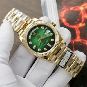 Alternative view of Rolex Day-Date 128238 YG Plated Ombre Green Dial CZ Diamonds 36mm Super Clone