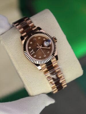 Rolex Lady-Datejust 279175-0004 RG Plated Chocolate Dial CZ Diamonds 28mm Super Clone