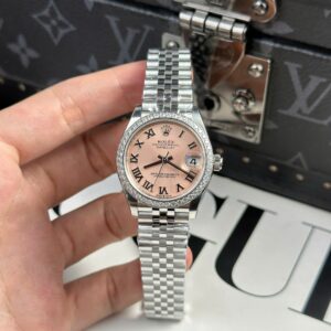 Rolex Datejust 316L Steel Pink Roman Dial Bezel Diamonds 31mm Jub THBF Replica