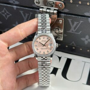 Rolex Datejust 316L Steel Pink Dial Bezel Diamonds 31mm Jub AAA Replica