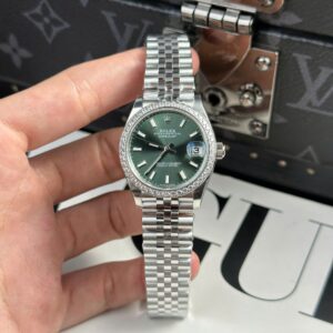 Rolex Datejust 316L Steel Green Dial CZ Diamonds 31mm Jub THBF Replica
