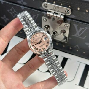 Alternative view of Rolex Datejust 316L Steel Pink Dial 31mm Jub THBF Replica