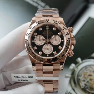 Rolex Daytona RG Plated Black Dial CZ Diamonds 40mm Oyster Super Clone