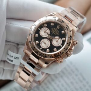 Alternative view of Rolex Daytona RG Plated Black Dial CZ Diamonds 40mm Oyster Super Clone
