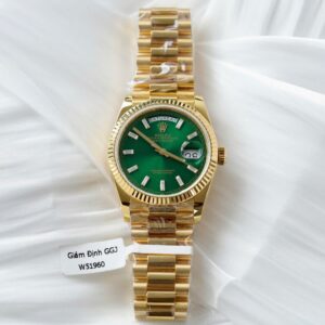 Rolex Day-Date YG Plated Green Dial CZ Diamonds 36mm Super Clone
