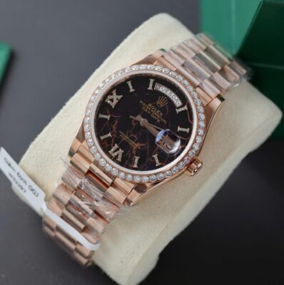 Rolex Day-Date RG Plated Eisenkiesel Dial With Diamonds 36mm Super Clone