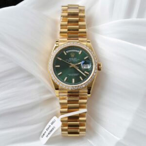Rolex Day-Date YG Plated Green Dial With Diamonds 36mm Super Clone