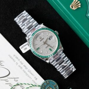 Rolex Day-Date 904L Steel Diamond Dial Baguette Diamond 40mm Super Clone