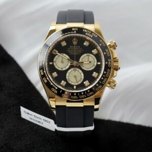 Rolex Daytona YG Plated Black Dial CZ Diamonds 40mm Oysterflex Super Clone