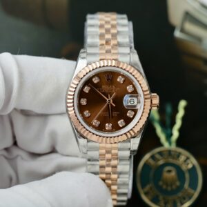 Rolex Lady-Datejust 279171-0011 SS/RG Plated Chocolate Dial CZ Diamonds 28mm Jub AAA Replica