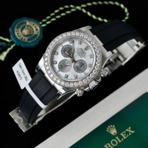 Alternative view of Rolex Daytona 904L Steel MOP Dial With Diamonds 40mm Oysterflex Super Clone