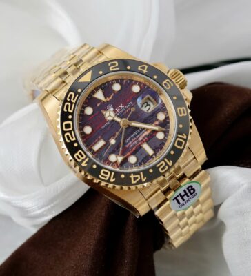 Alternative view of Rolex GMT-Master II 126718GRNR YG Plated Tiger Iron Dial 40mm Jub Super Clone