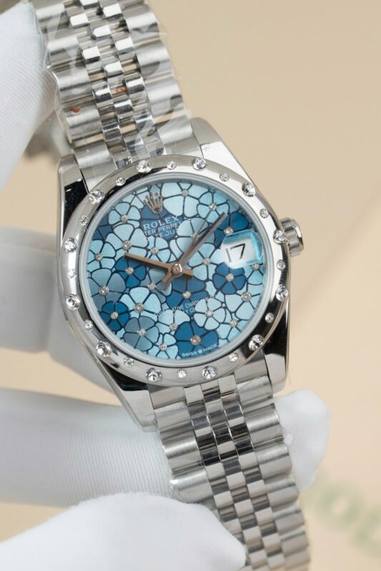 Alternative view of Rolex Datejust 278344 316L Steel Flower Blue Dial CZ Diamonds 31mm Jub AAA Replica