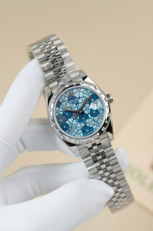 Rolex Datejust 278344 316L Steel Flower Blue Dial CZ Diamonds 31mm Jub AAA Replica