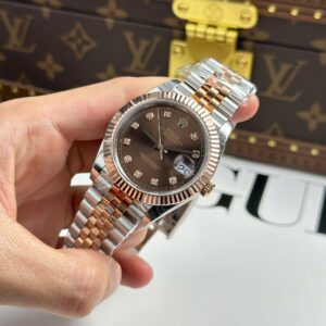 Rolex Datejust 126331 SS/RG Plated Chocolate Dial CZ Diamonds 41mm Jub Super Clone
