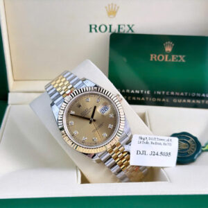 Alternative view of Rolex Datejust SS/YG Plated Champagne Dial CZ Diamonds 41mm Jub Super Clone