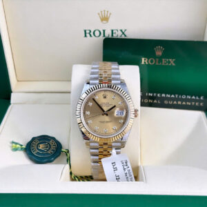 Rolex Datejust SS/YG Plated Champagne Dial CZ Diamonds 41mm Jub Super Clone