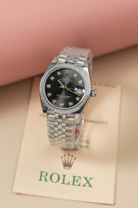 Rolex Datejust 316L Steel Grey Dial CZ Diamonds 31mm Jub AAA Replica
