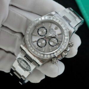 Alternative view of Rolex Daytona 126500 904L Steel Silver Dial With Diamonds 40mm Oyster Super Clone