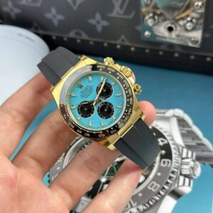 Alternative view of Rolex Daytona 126518LN Alcaraz YG Plated Turquoise Blue Dial 40mm Oysterflex Super Clone