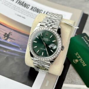 Alternative view of Rolex Datejust 904L Steel Green Dial With Diamonds 41mm Jub Super Clone