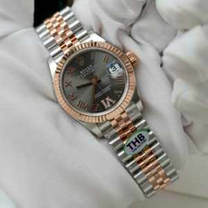 Alternative view of Rolex Datejust SS/RG Plated Grey Dial CZ Diamonds 31mm Jub THBF Replica