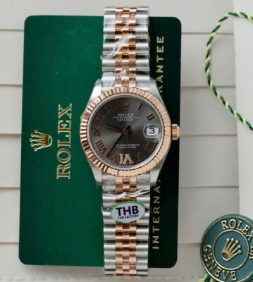 Rolex Datejust SS/RG Plated Grey Dial CZ Diamonds 31mm Jub THBF Replica
