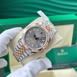 Alternative view of Rolex Datejust 126331 SS/RG Plated Fluted Grey Dial 41mm Jub Super Clone