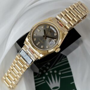 Alternative view of Rolex Day-Date 128238 YG Plated Grey Dial CZ Diamonds 36mm Super Clone