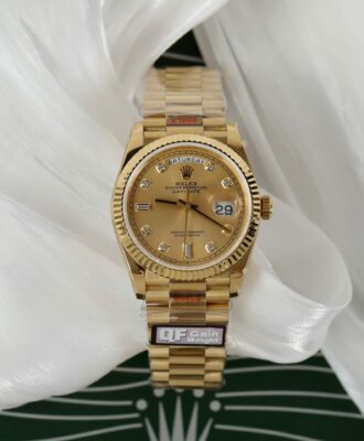 Rolex Day-Date 128238 YG Plated Champagne Dial CZ Diamonds 36mm Super Clone
