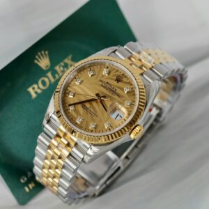 Alternative view of Rolex Datejust 126233 SS/YG Plated Gold Palm Dial CZ Diamonds 36mm Jub Super Clone