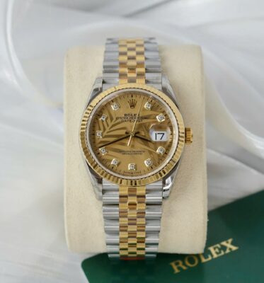 Rolex Datejust 126233 SS/YG Plated Gold Palm Dial CZ Diamonds 36mm Jub Super Clone