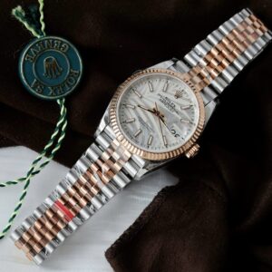 Alternative view of Rolex Datejust 126231 SS/RG Plated Silver Palm Dial 36mm Jub Super Clone