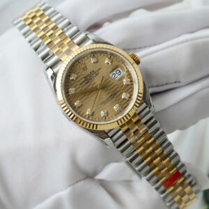 Alternative view of Rolex Datejust 126231 SS/YG Plated Champagne Motif Dial CZ Diamonds 36mm Jub Super Clone