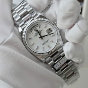 Alternative view of Rolex Day-Date 904L Steel MOP Dial CZ Diamonds 36mm Super Clone