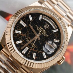 Alternative view of Rolex Day-Date RG Plated Eisenkiesel Dial CZ Diamonds 36mm Super Clone