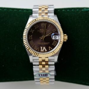 Rolex Datejust SS/YG Plated Chocolate Dial CZ Diamonds 31mm Jub THBF Replica