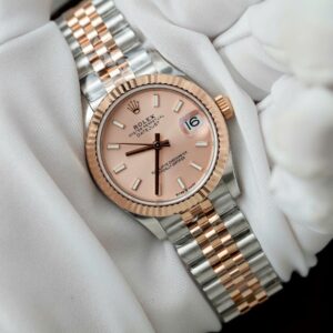 Alternative view of Rolex Datejust SS/RG Plated Pink Dial 31mm Jub THBF Replica