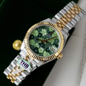Alternative view of Rolex Datejust SS/YG Plated Flower Green Dial CZ Diamonds 31mm Jub Super Clone