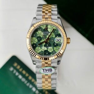 Rolex Datejust SS/YG Plated Flower Green Dial CZ Diamonds 31mm Jub Super Clone